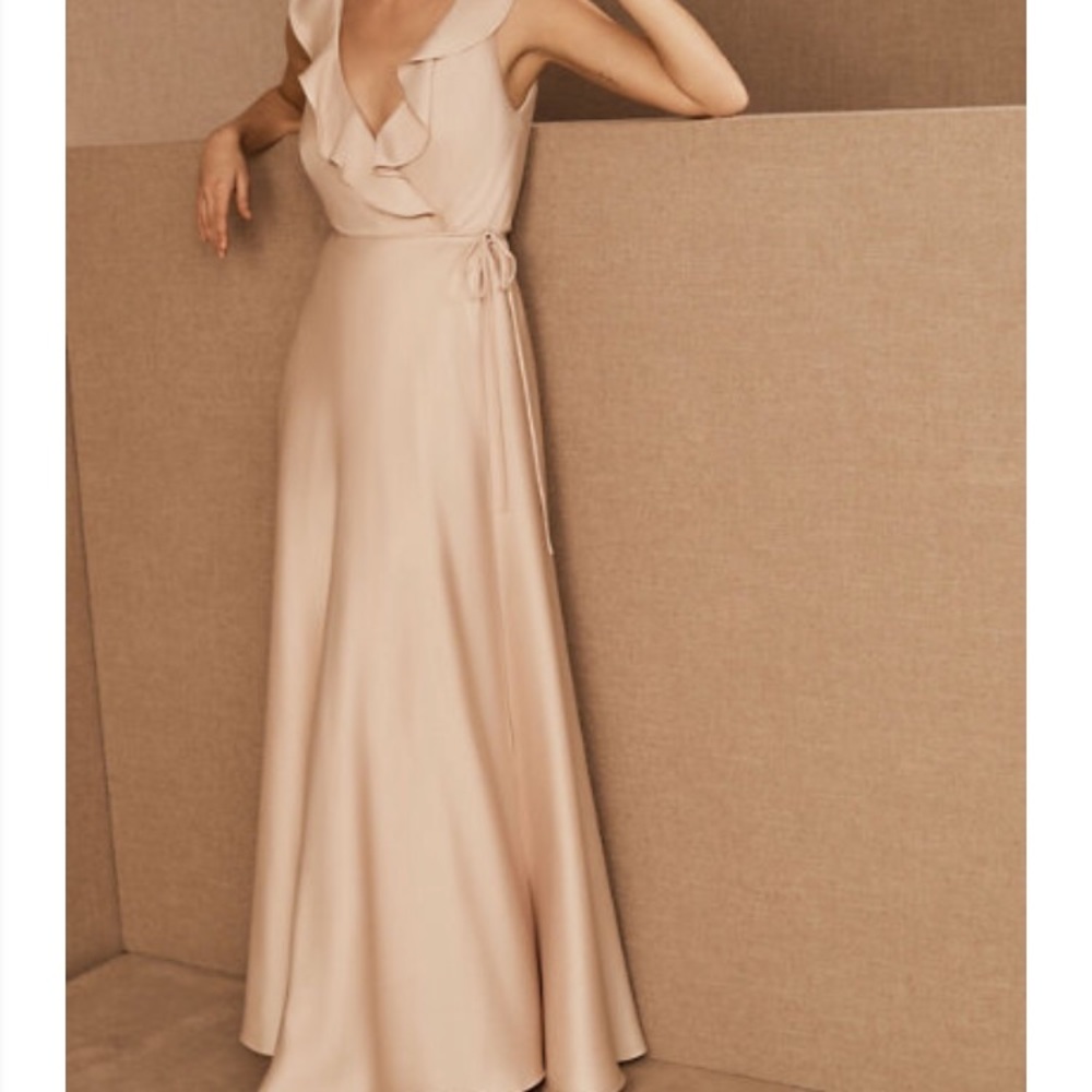 BHLDN Tansy Satin Charmeuse Maxi Dress - Oyster sz 4